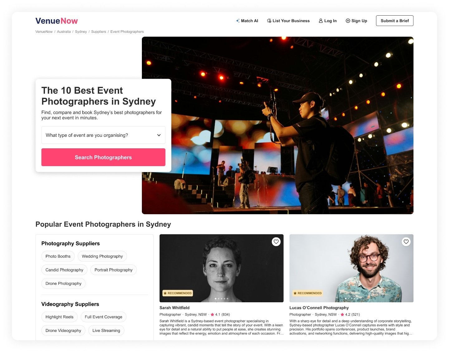 VenueNow Supplier Marketplace