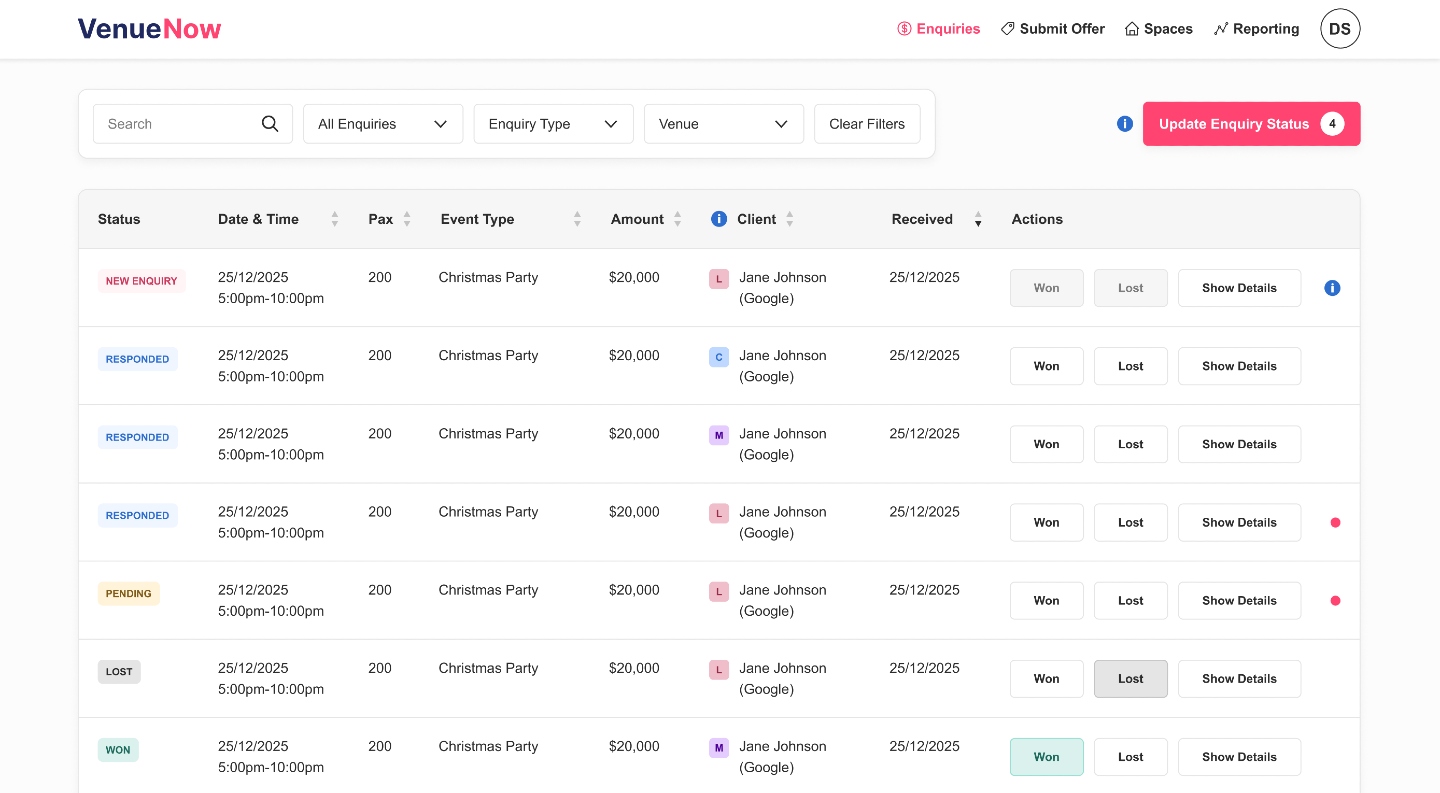 How does the Enquiry Dashboard work?