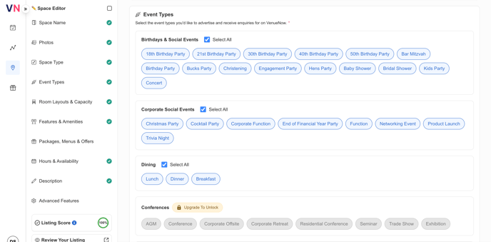 Space Editor - Event Types