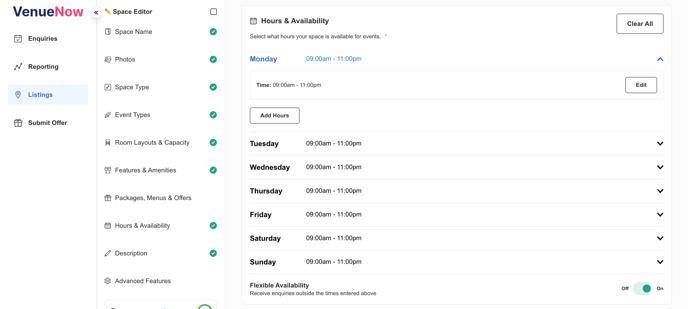 Space Editor - Hours