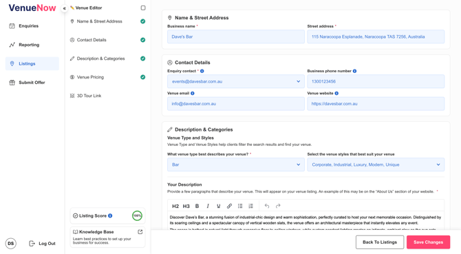 Venue Editor - Overview