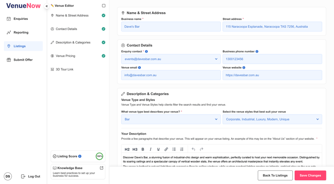 Venue Editor - Overview